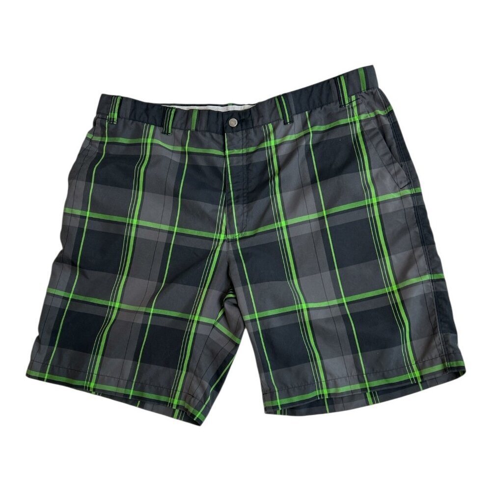 Callaway Mens Stretch Pro Spin Golf Shorts Size 40 10" Inseam Plaid Green & Gray